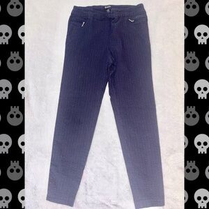 SOHO Apparel Ltd Pinstripe Pull-On Pants | Navy Stretch Slim Work Trousers Large